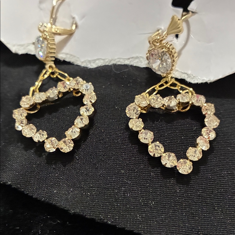 Gold Heart Crystal Earrings